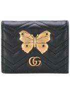 Gucci Butterfly Quilted Trifold Wallet - Black