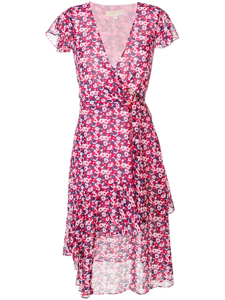 Michael Michael Kors Floral-print Wrap Midi Dress - Pink & Purple