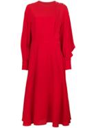 Msgm Shoulder Button Midi Dress - Red