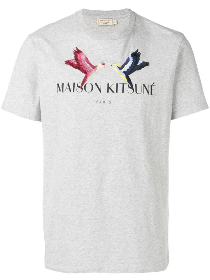 Maison Kitsuné Eagle Logo Embroidered T-shirt - Grey