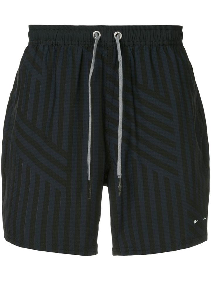 The Upside Loose Striped Running Shorts - Black