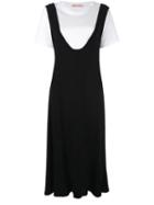Marni Layered Pinafore Maxi Dress, Women's, Size: 38, Black, Cotton/viscose/acetate