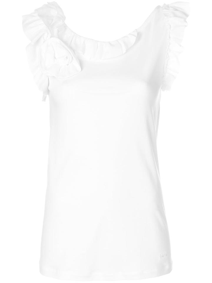 Lanvin Frill Neck Flower Embellished Top - White