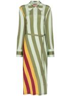 Jw Anderson Twisted-stripe Polo Dress - Green