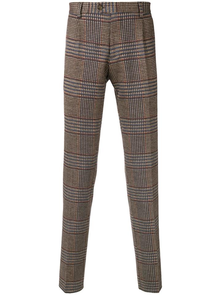 Etro Herringbone Tailored Trousers - Brown