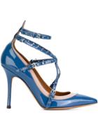 Valentino Garavani Love Latch Pumps, Women's, Size: 37.5, Blue, Calf Leather/leather