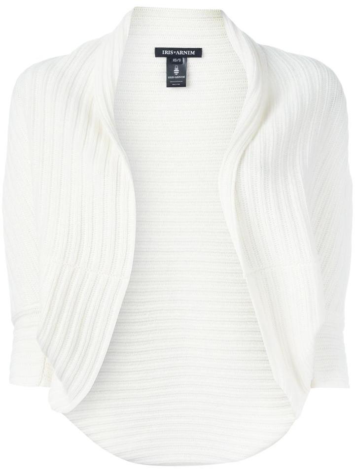 Iris Von Arnim Three-quarters Sleeve Ribbed Cardigan, Women's, Size: Xs, Nude/neutrals, Cashmere