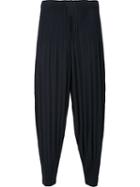 Homme Plissé Issey Miyake Tapered Pleated Trousers, Men's, Size: 2, Blue, Recycled Polyester