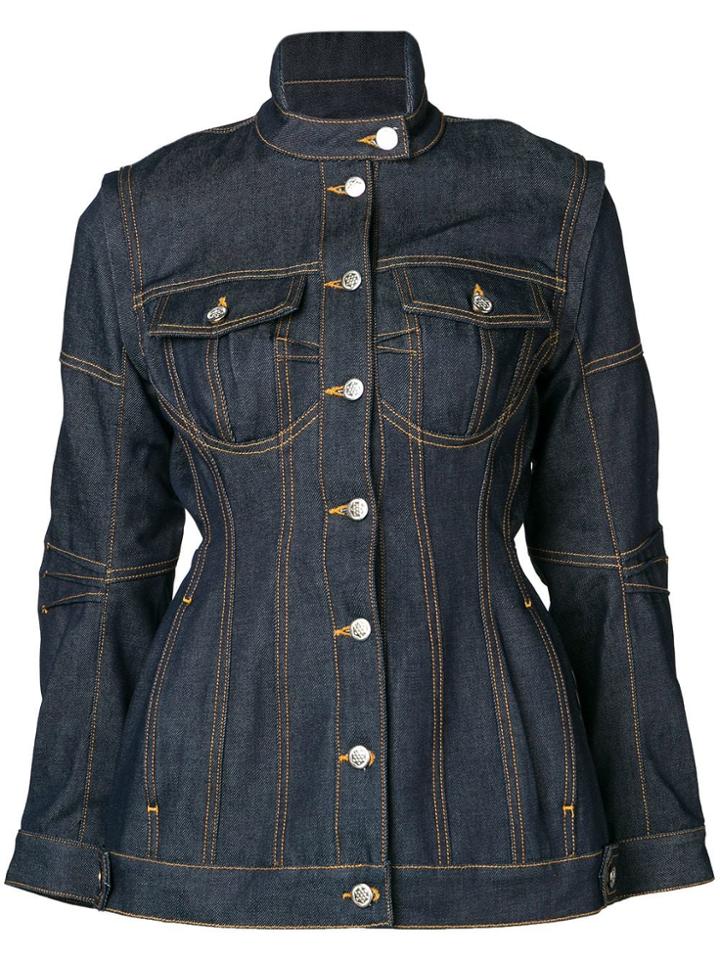Marine Serre Fitted Denim Jacket - Blue