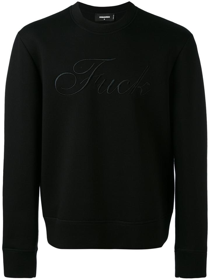 Dsquared2 F Embroidered Slogan Sweatshirt - Black