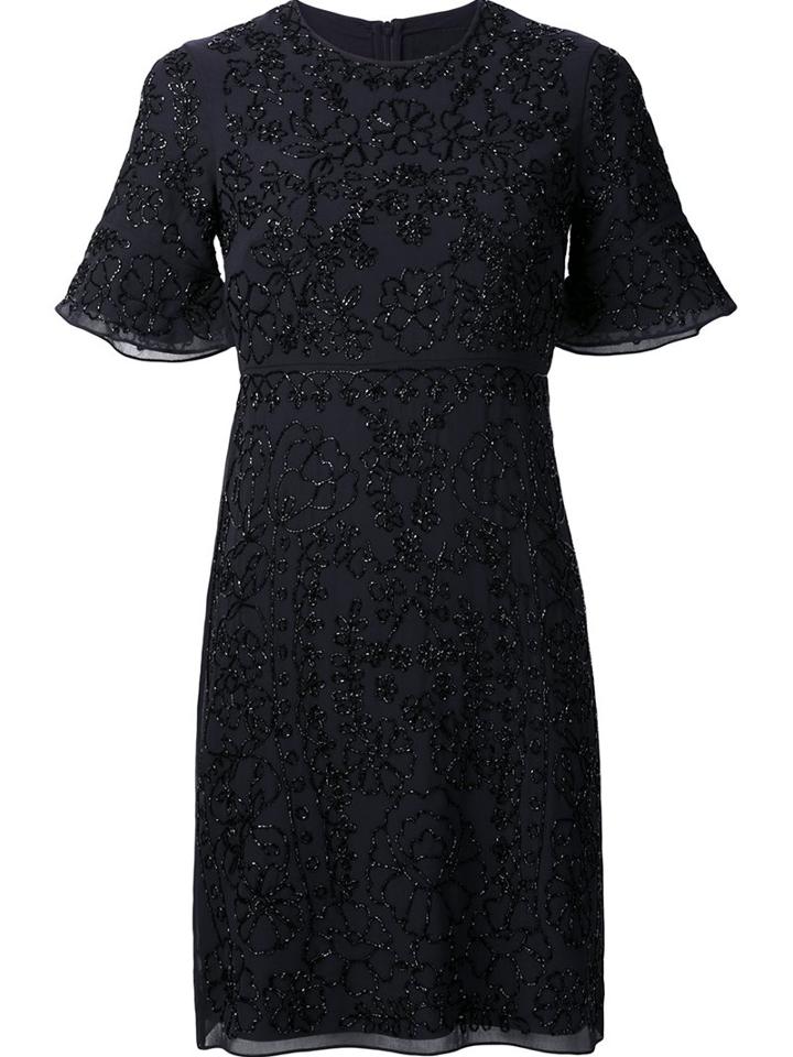 Needle & Thread Beads Embroidery Shortsleeved Dress, Women's, Size: 0, Blue, Polyester