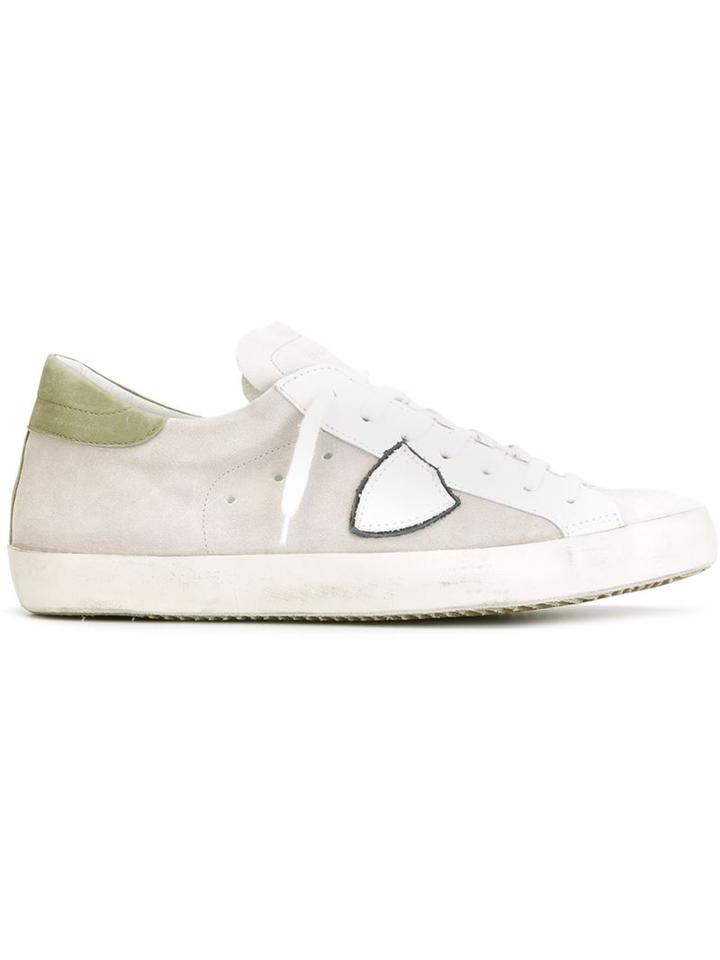 Philippe Model Logo Patch Sneakers, Men's, Size: 43, White, Suede/rubber