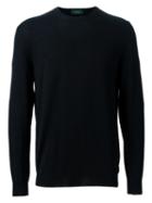Zanone Crew Neck Sweater, Men's, Size: 54, Blue, Polyamide/virgin Wool