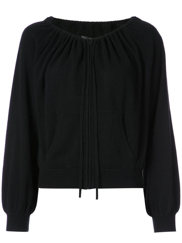 Nili Lotan Elasticated Neckline Zip Cardigan - Black