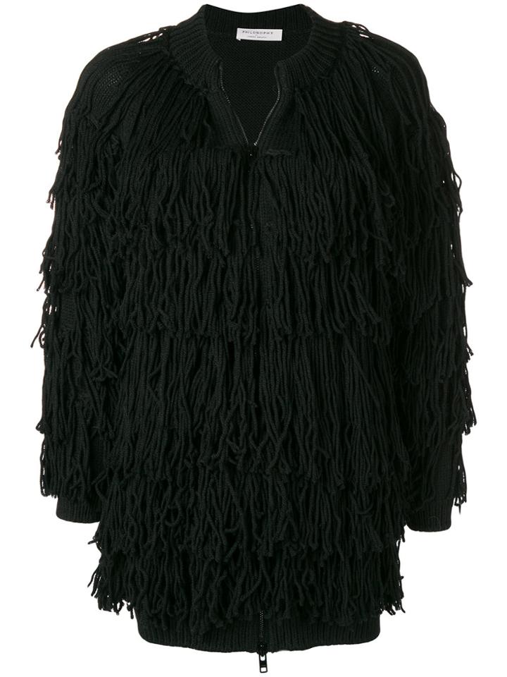 Philosophy Di Lorenzo Serafini Fringed Cardigan - Black