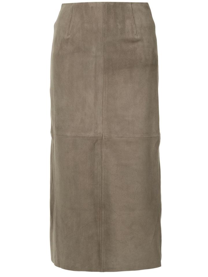 H Beauty & Youth Straight Midi Skirt - Brown