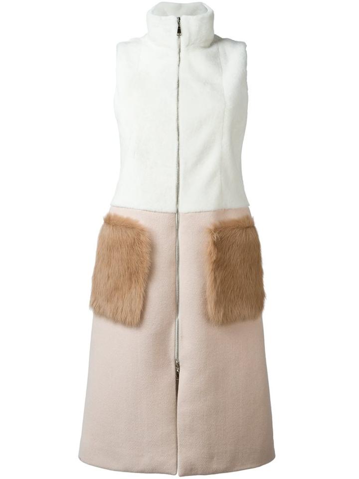 Drome Sleeveless Bicolour Coat, Women's, Size: Xs, Nude/neutrals, Lamb Skin/polyamide/acetate/virgin Wool
