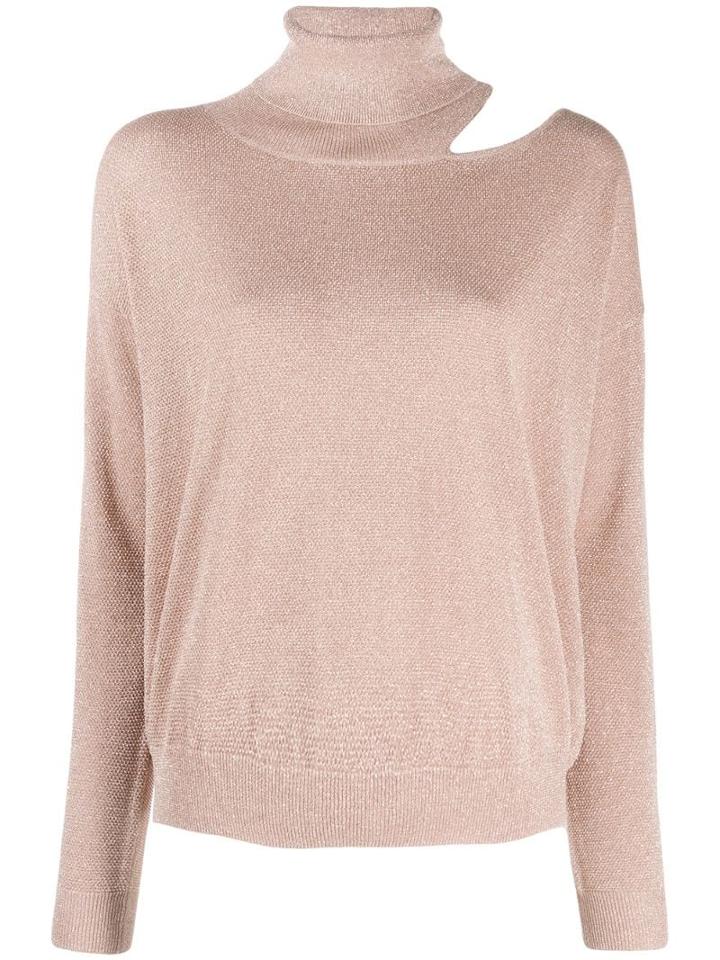 Liu Jo Cut-out Turtleneck Jumper - Pink