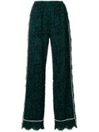 Dolce & Gabbana High Waist Lace Trousers With Contrast Piped Trim -