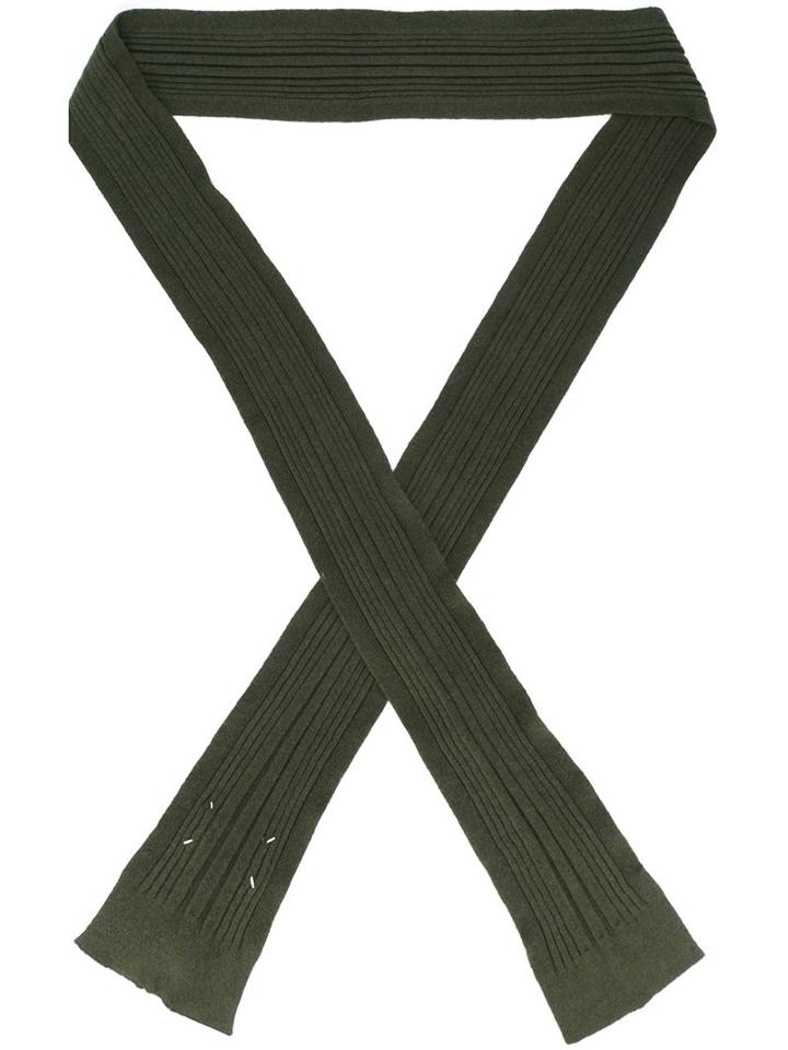 Maison Margiela Ribbed Skinny Scarf, Women's, Green, Polyamide/viscose/cashmere/wool