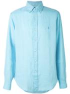 Ralph Lauren - Long Sleeve Logo Shirt - Men - Linen/flax - S, Blue, Linen/flax