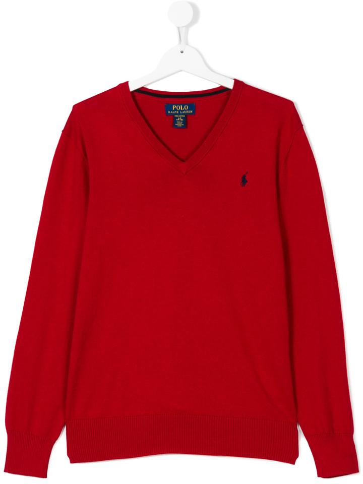 Ralph Lauren Kids V-neck Sweater - Red