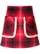 No21 Checked A-line Skirt - Red