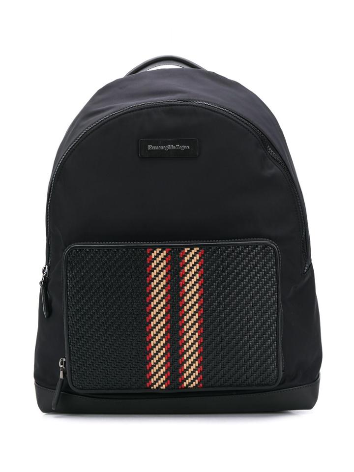 Ermenegildo Zegna Pelletessuta Striped Backpack - Black