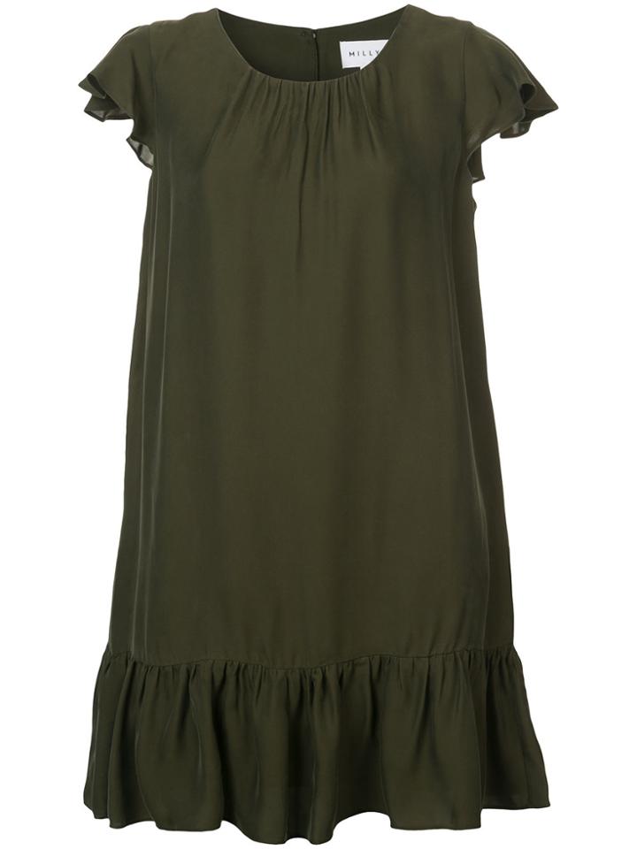 Milly Gathered Drop Waist Dress - Green