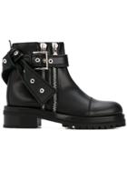 Alexander Mcqueen Buckle Bow Strap Ankle Boots - Black