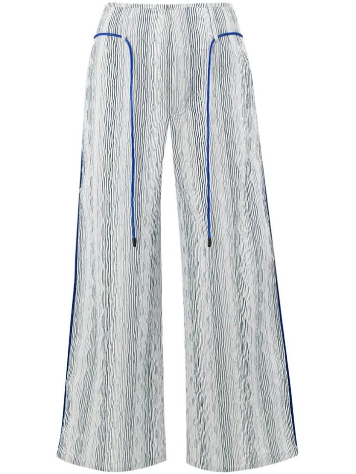 Quetsche Striped Cropped Trousers - White