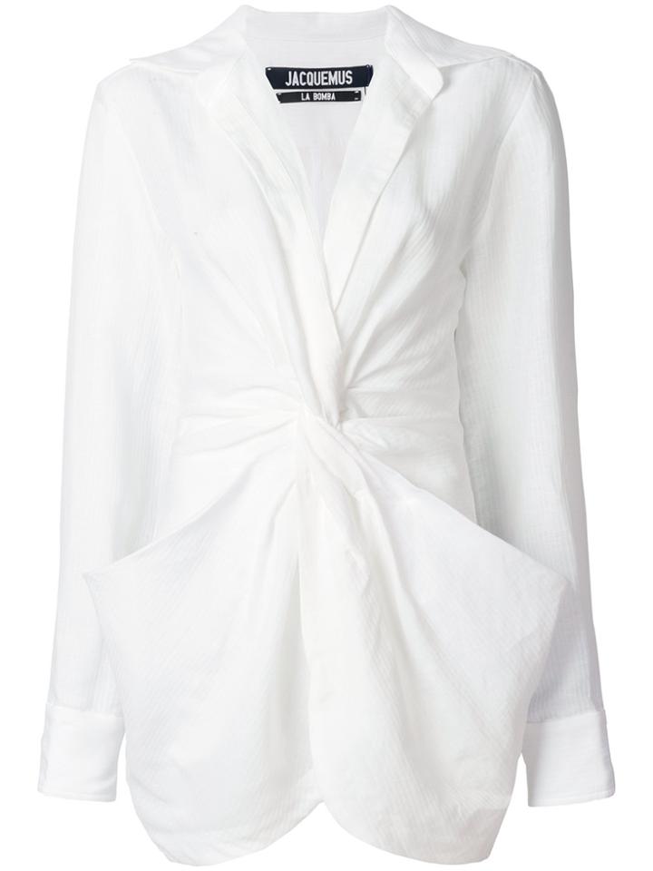 Jacquemus Ruched Shirt Dress - White