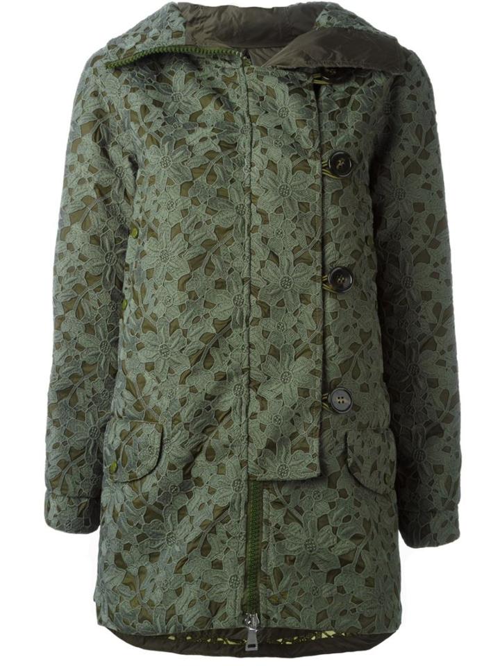 Moncler 'pistache' Embroidered Coat, Women's, Size: 1, Green, Polyamide/nylon/polyester