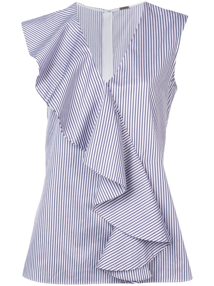 Adam Lippes Striped Ruffle Blouse - Pink & Purple