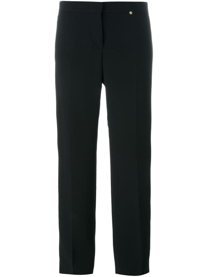 Versace Straight Fit Trousers, Women's, Size: 42, Black, Silk/rayon/spandex/elastane