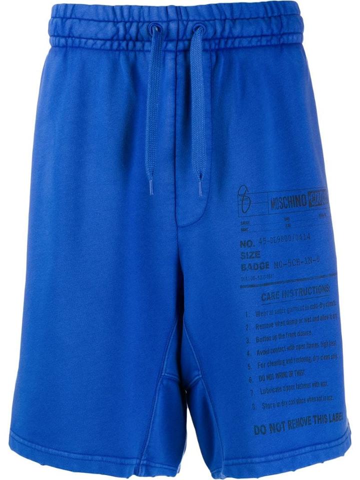 Moschino Care Label Print Track Shorts - Blue