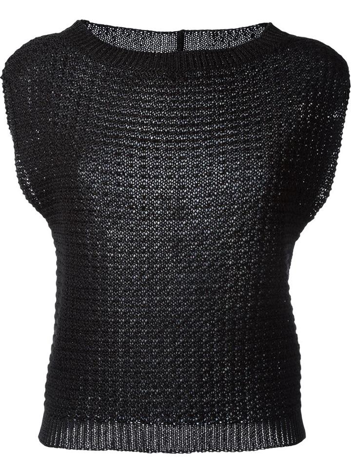 Eleventy Knitted Top, Women's, Size: Small, Black, Linen/flax