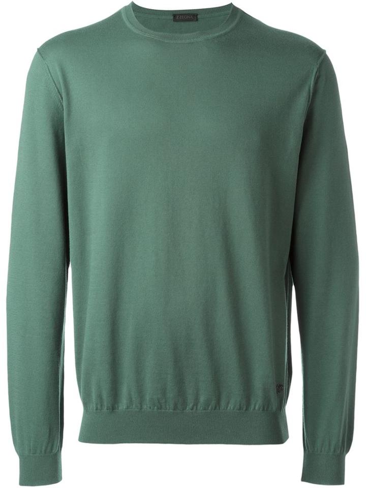 Z Zegna Classic Jumper, Men's, Size: Large, Green, Cotton