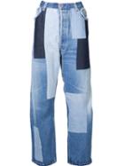 Off-white Wide-leg Patchwork Jeans, Women's, Size: 27, Blue, Cotton