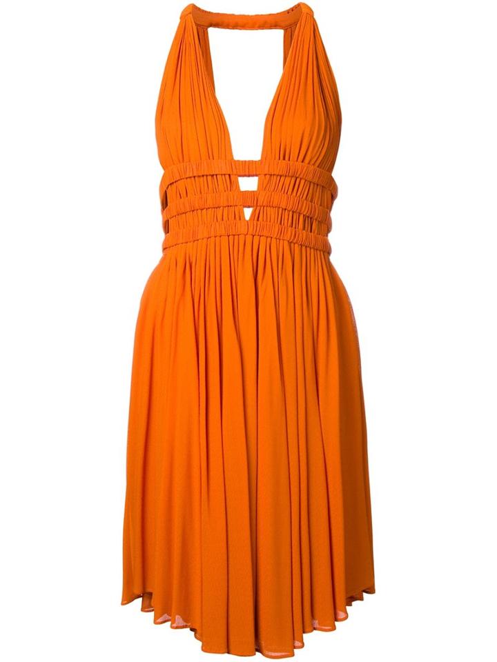 Jay Ahr V-neck Sleeveless Short Dress, Women's, Size: 38, Yellow/orange, Rayon