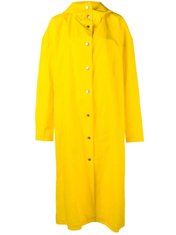 A.w.a.k.e Long Raincoat, Women's, Size: Xs, Yellow/orange, Linen/flax/cotton/polyurethane