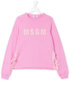 Msgm Kids Ruffle Dart Sweatshirt - Pink & Purple