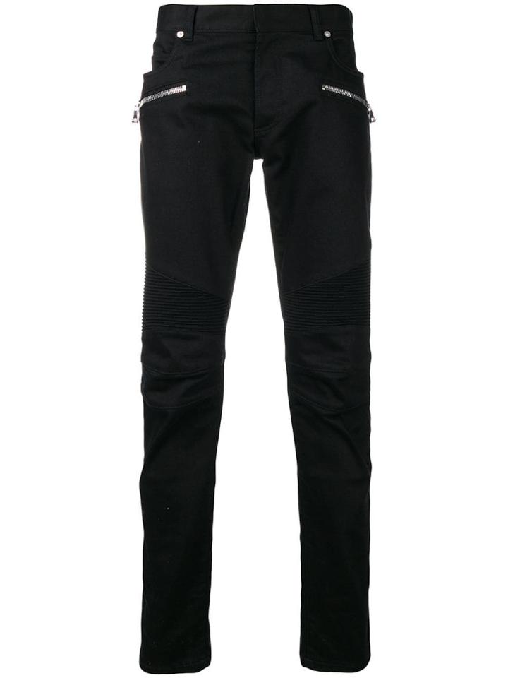 Balmain Zip Embellished Jeans - Black