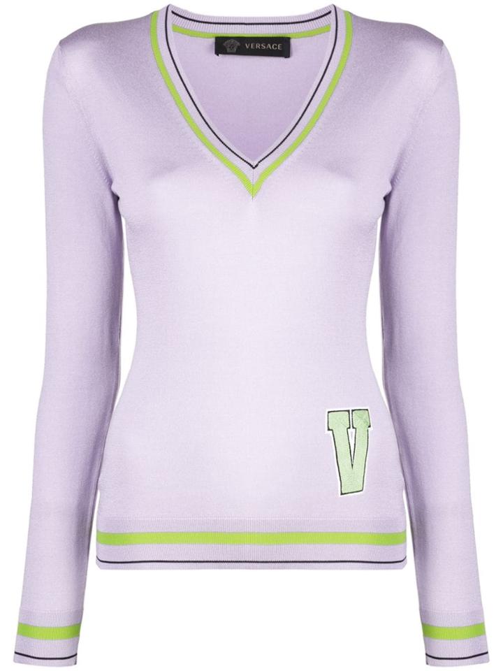 Versace Letter Patch Sweater - Purple