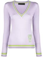 Versace Letter Patch Sweater - Purple
