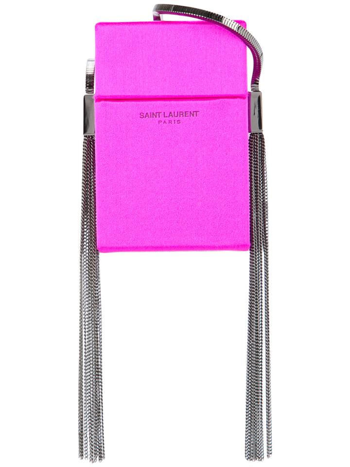 Saint Laurent Satin Minaudiere Bag - Pink & Purple