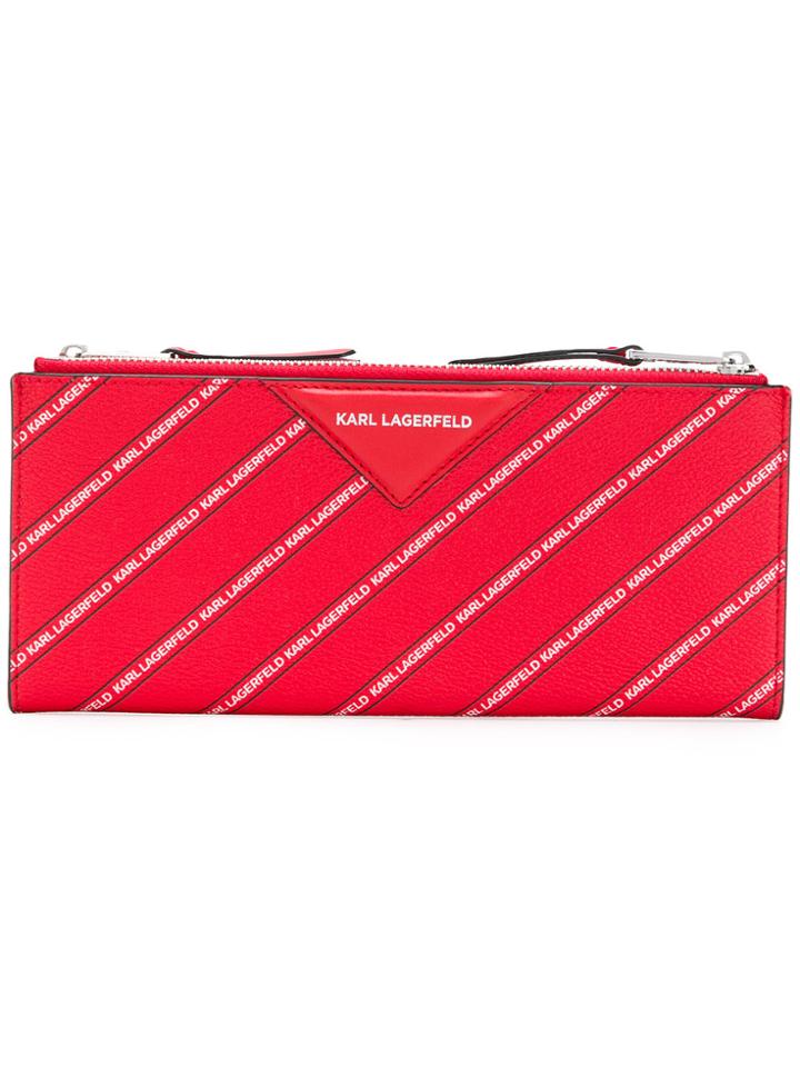 Karl Lagerfeld Striped Logo Folded Wallet - Red