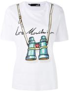 Love Moschino - Binocular Print T-shirt - Women - Cotton - 42, White, Cotton