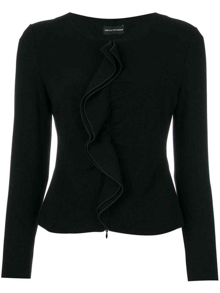 Emporio Armani Ruffle Detail Jacket - Black