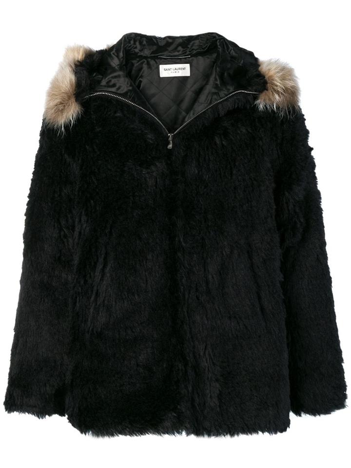 Saint Laurent Fur-trim Zipped Jacket - Black
